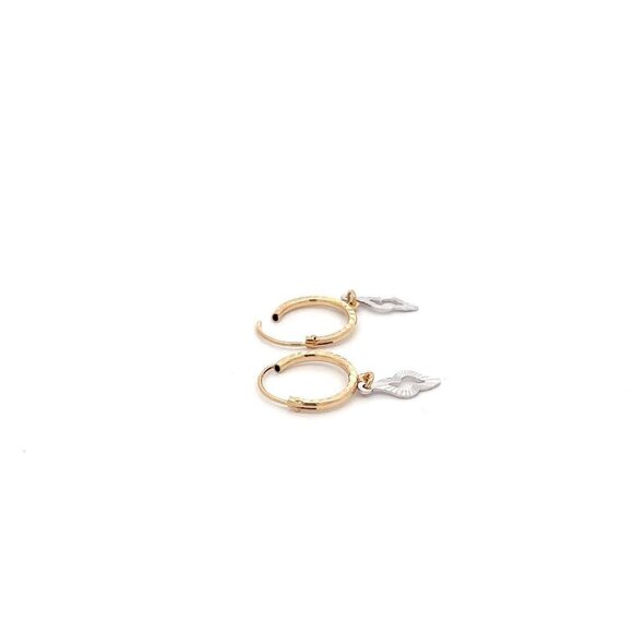 18K Gold Earrings Hoops Two Tone - Picture 4 of 9